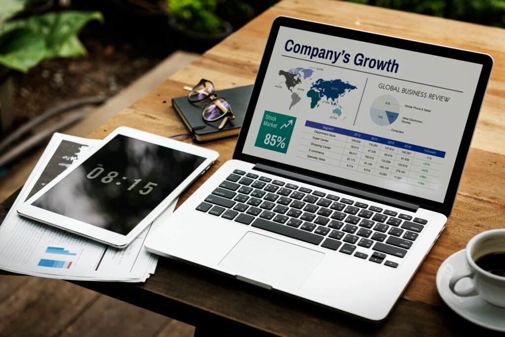 digital laptop working global business concept